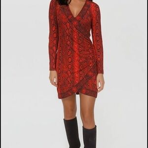 Michael Kors Long Sleeve Dress in Red with Flattering Silhouette and Soft Fabric